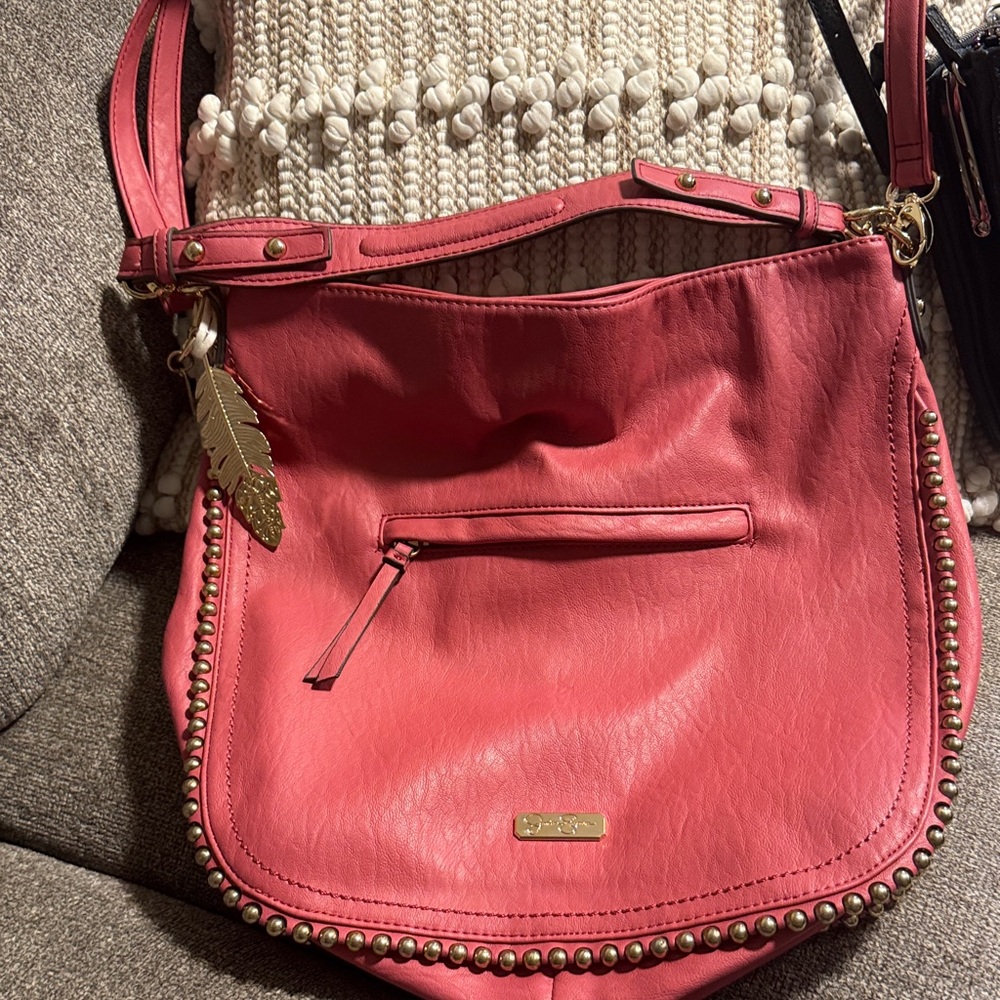 Jessica Simpson Pink Shoulder Bag with Gold Accents